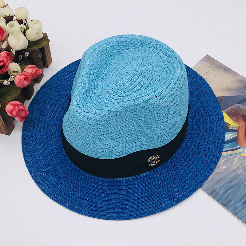 New Color Stitched Braid Hat Straw
