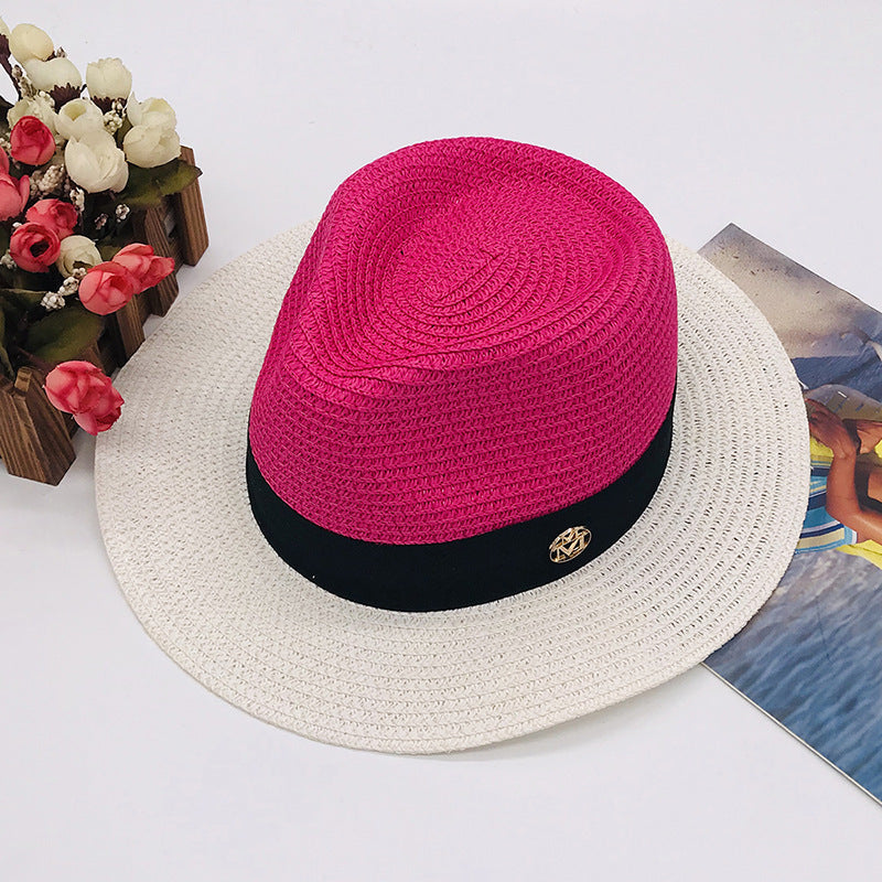 New Color Stitched Braid Hat Straw