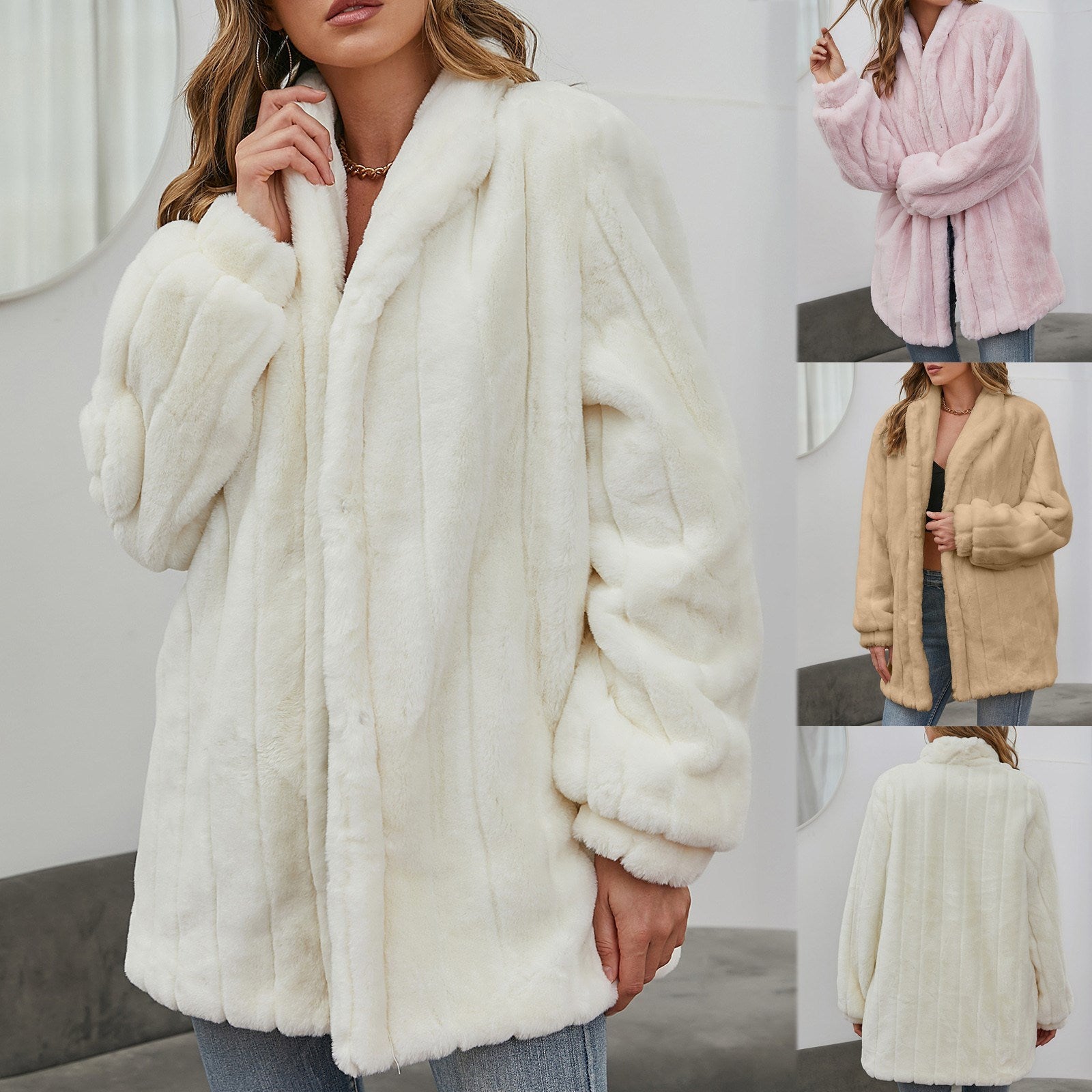 Coat White Winter Floral Jacket