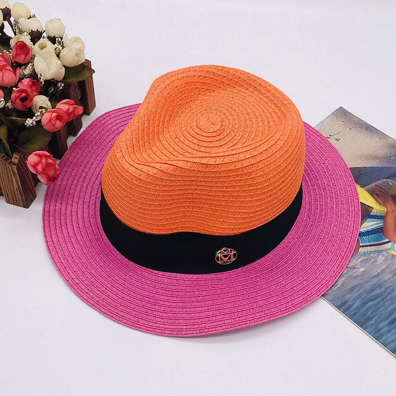 New Color Stitched Braid Hat Straw