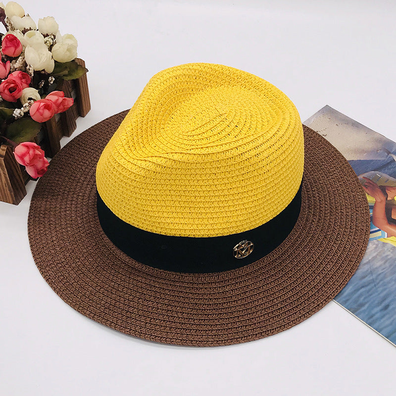 New Color Stitched Braid Hat Straw