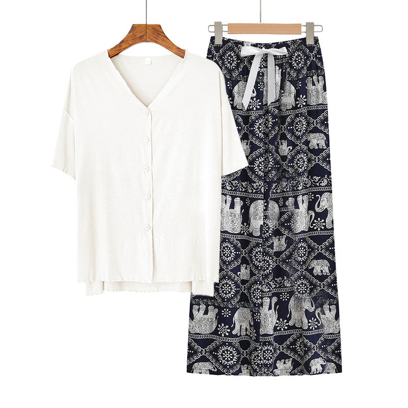Modal Thin Pajamas Female Cotton Silk Home Clothing