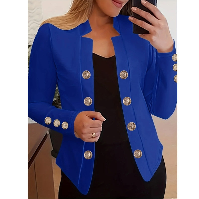 Women's Cuff Button Small Suit Double Buckle Cardigan Top