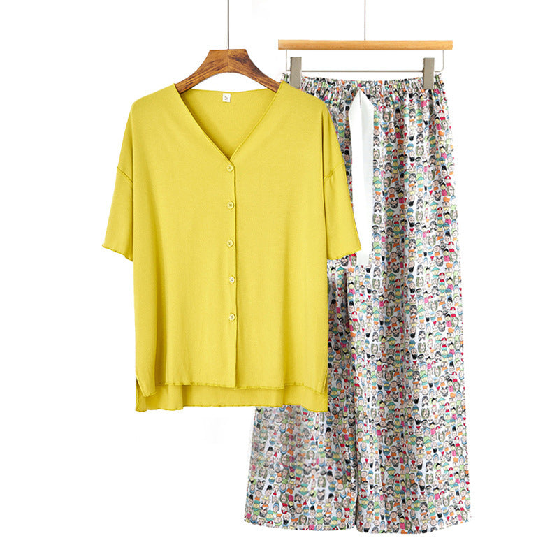 Modal Thin Pajamas Female Cotton Silk Home Clothing
